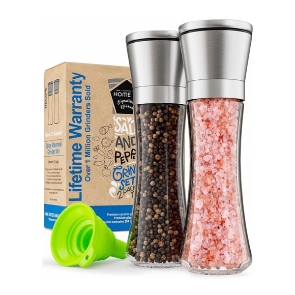 Home EC Premium Stainless Steel Sea Salt and Pepper Grinder Set of 2- Adjustable - Picture 1 of 11